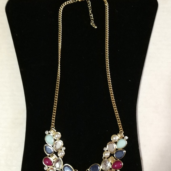 🌈Vintage Statement Necklace Multi Stones Plus Pearls & Rhinestones 24" - Picture 10 of 13